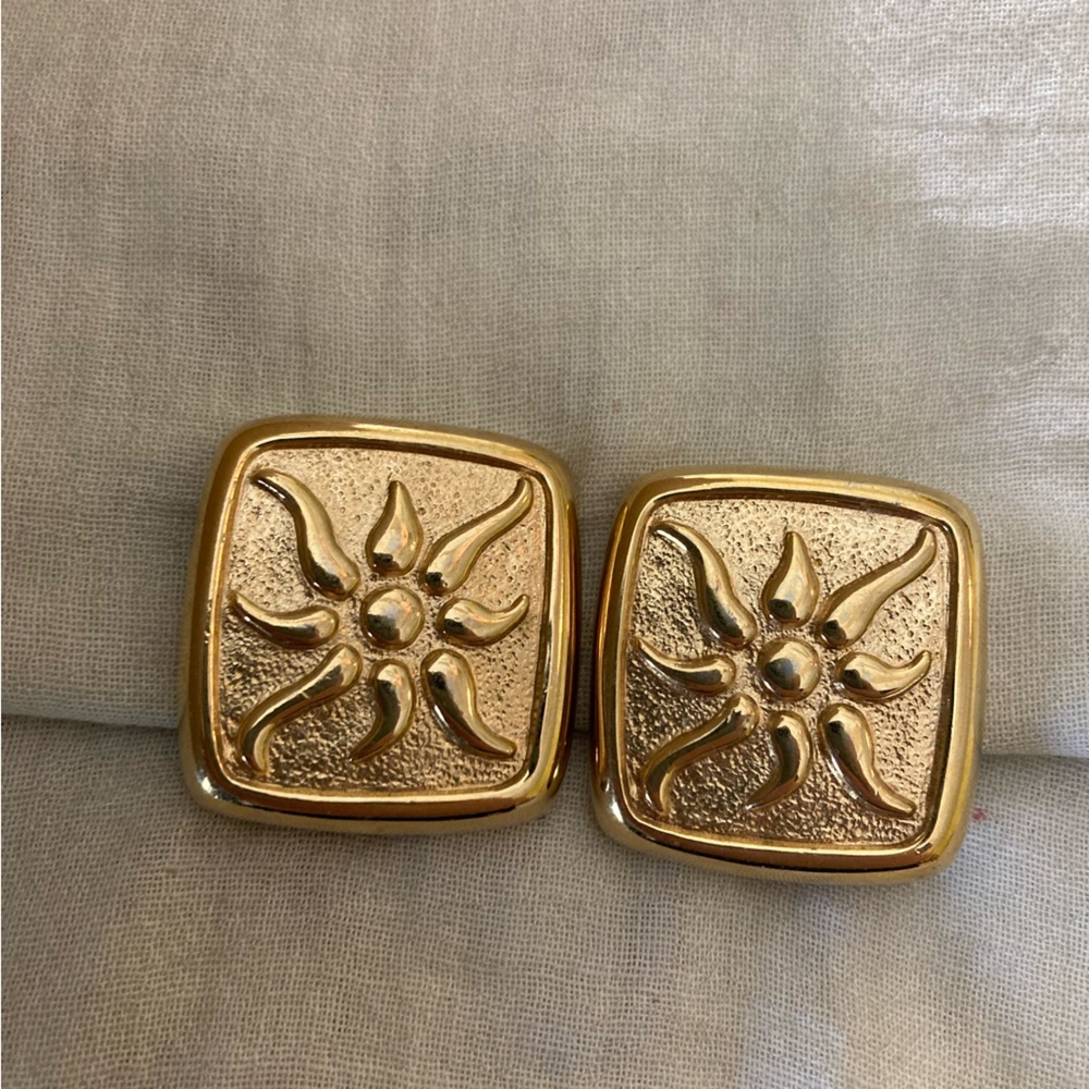 Givenchy Vintage Starburst Sunburst Square‎ Clip on Earrings - Picture 10 of 10